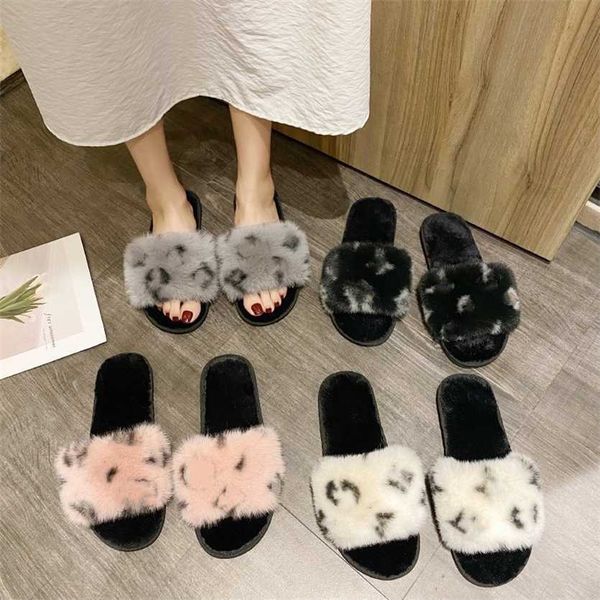 

womens slippers ladies wool slides winter fur fluffy furry warm slipper flowers sandals comfortable fuzzy wool fleece girl flip flop flat mu, Black