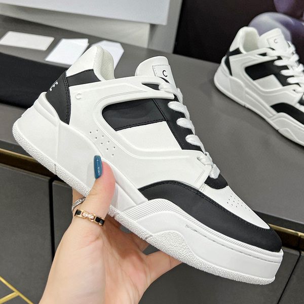 

2023 ct-07 designer sneaker skateboard shoes casual shoes calfskin leather white red blue letter overlays platform low lace up sneakers size, Black
