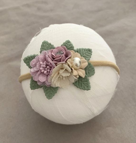 

flower crown headband vintage floral hair band for baby girls soft nylon headband infant hair accessory 8pcslot6295855, Slivery;white