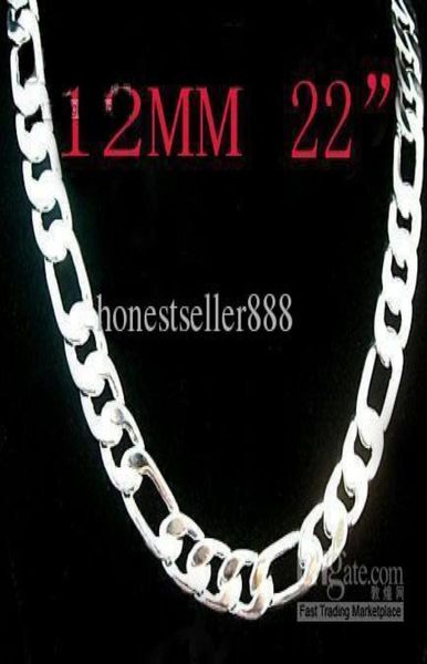 

1pcs 925 silver figaro chain necklace 12mm 22inch0123456046366