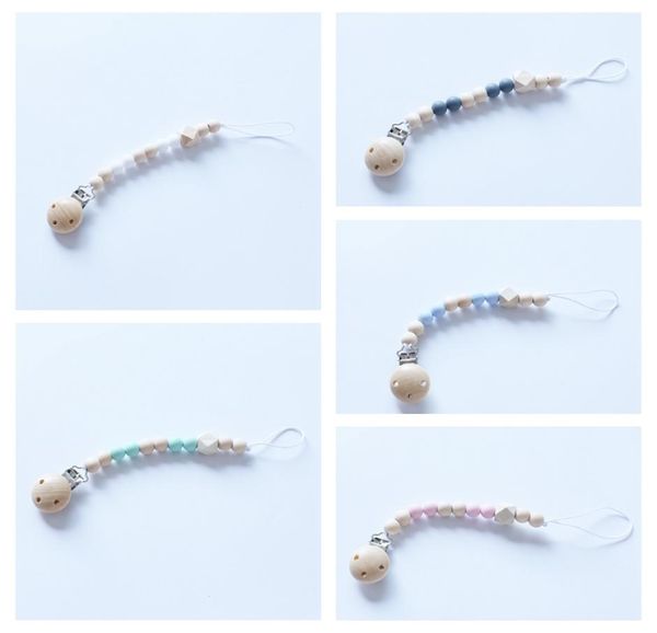 

pacifier clip chain baby infant silicone wood teething beads paci holder soothie clips teether toy chew beads ye0268177449