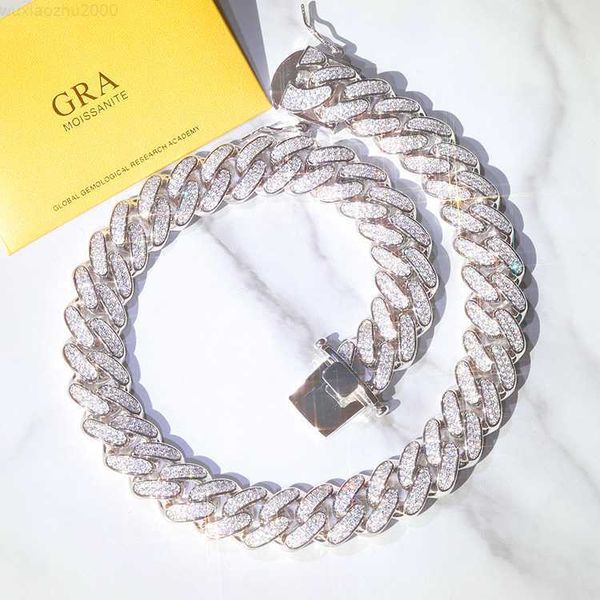 

real silver s925 vvs moissanite 2rows cuban chain bracelet necklace for rope mens