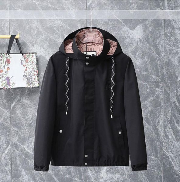 

designer mens jacket new 5a coat ggity embroidered hooded jackets sports windbreaker womens zipper coats couple outerwear clothing, Black;brown
