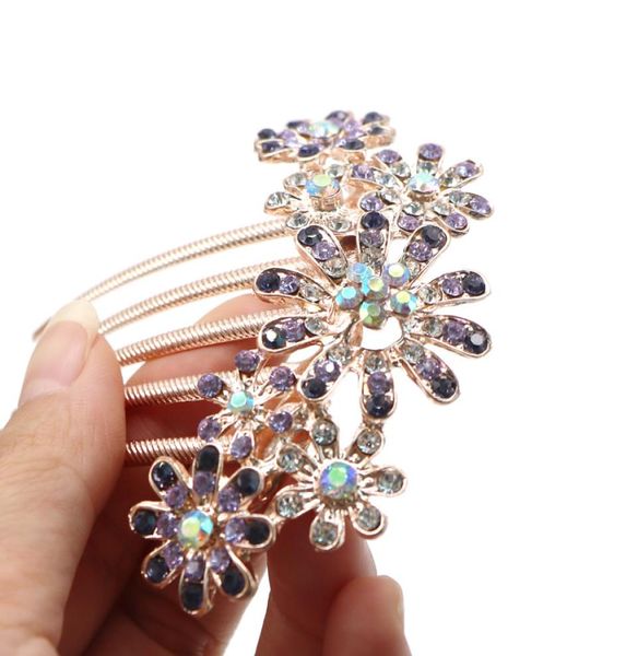

10pcs fashion crystal flower hairpin metal hair clips comb pin for women female hairclips hair comb hair accessories styling tool2230317, Golden;silver