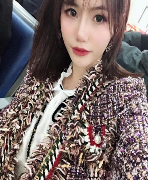 

purple tweed women jacket onepiece spring autumn women039s jacket new27489171224, Black;brown