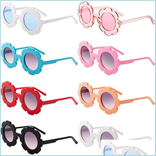 

sunglasses 2021 cute flower round kids children sunglasses uv400 eyewear floral boy girl lovely baby sun glasses drop delivery fas225s, White;black