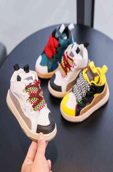

kids casual boy girls fashion sneakers party platforms daddy shoes vintage bread shoes size 26355433223, Black