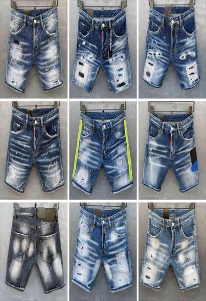 

d2 mens short jeans straight holes tight denim pants casual night club blue cotton summer italy style zkr rjt uareds 2s s9341572