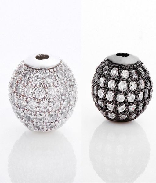 

cz diamond paved spacer beads 10mm jewelry bracelet parts round rhinestone circle bead for jewelry diy making4515747, Black