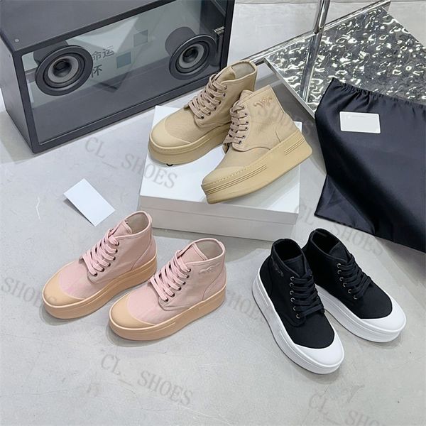 

designer shoes women shoes thick bottom triomphe lace up shoescanvas combat booties beige black pink platform shoes
