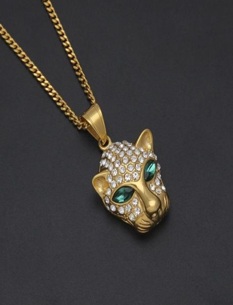 

fashion hip hop gold necklace fashion jewelry iced out leopard head pendant necklaces for men cuban link chain necklace7798592, Silver