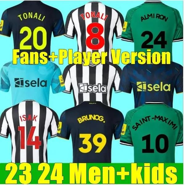 

kids kit 22 23 24 newcastles soccer jerseys boys bruno g. joelinton football t shirts years isak nufc uniteds maximin wilson, Black