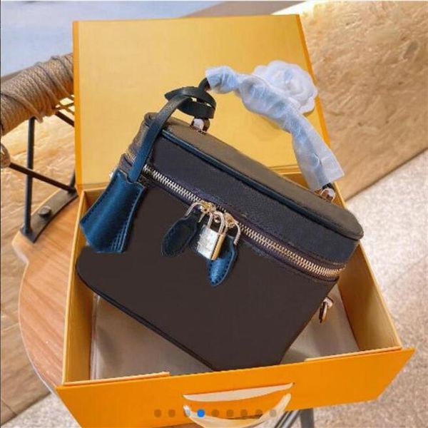 

designer cosmetic box handbags bags makeup case lady bucket bag classic make up trunk leather women vanity shoulder tote handbag p298q