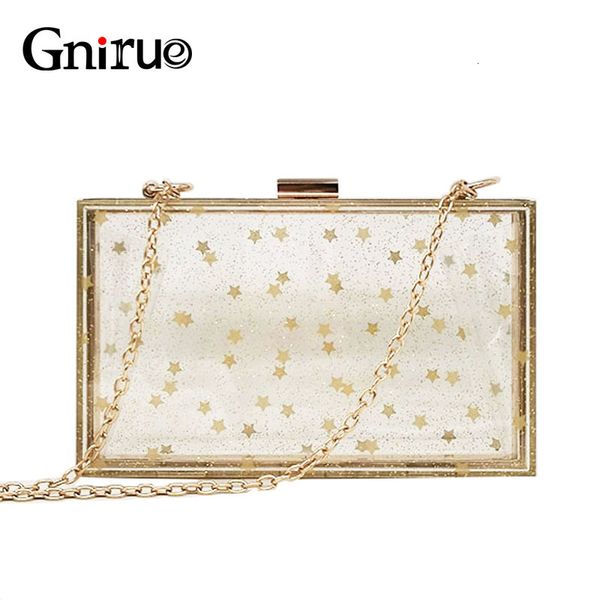 

evening bags acrylic transparent clutch bag women wallet handbag sequins star shoulder messenger wedding party day purse box 230823