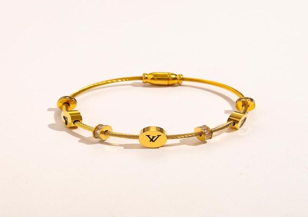 

classic style bracelets women bangle luxury designer jewelry crystal 18k gold plated stainless steel lovers gift bangles mens brac8705789, Black