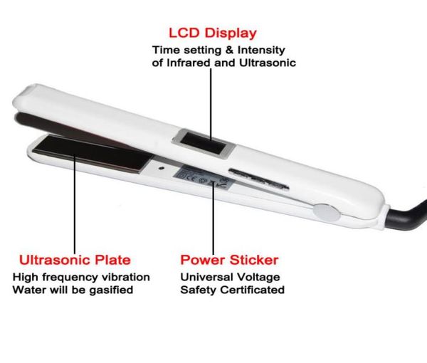 

hair straighteners professional lcd display infrared care iron ultrasonic treatment styler tool cold straightener recovers damaged8319740, Black