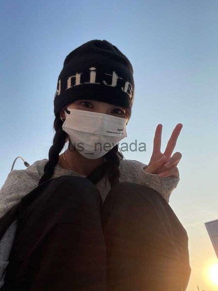 

beanie/skull caps ins blogger's trendy cold hat~matching feeling melon skin hat headband hat trendy knitted wool hat j230823, Blue;gray