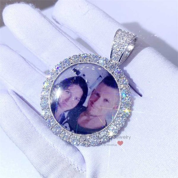 

hip hop jewelry iced out vvs moissanite family member diamond memory pendant, Silver