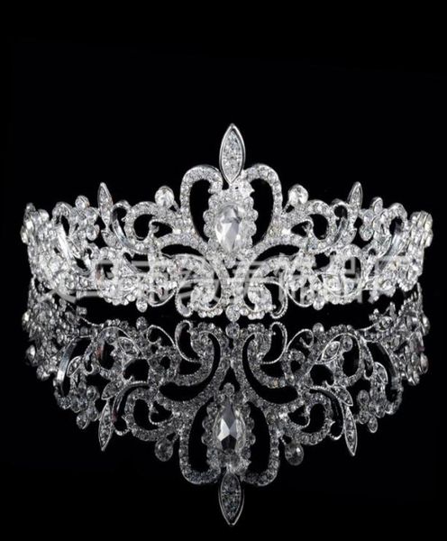 

in stock shining beaded crystals wedding crowns 2015 bridal crystal veil tiara crown headband hair accessories party wedding tiara3609166, Silver