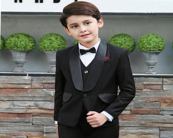 

boy039s formal wear one button shawl lapel kid complete designer handsome boy wedding suit boys attire custommade jacket pants6207307, Black