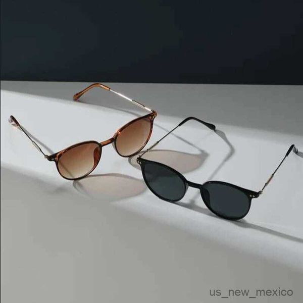 

sunglasses 2 pairs set small round sunglasses women cute skinny cat eye eyewear men vintage narrow cateye sunglasses set r230823, White;black