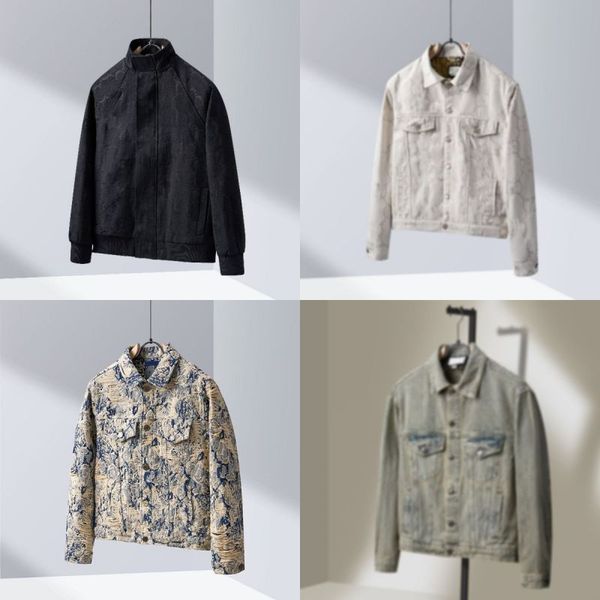 

designers denim jackets men women tie dye jacquard flowers paris lapel neck streetwear blue designer denim tear jacket, Black;brown