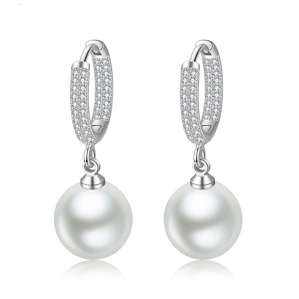 

hoop huggie lbyzhan pearl earrings genuine natural freshwater 925 sterling silver jewelry for wemon wedding gift 230823, Golden;silver