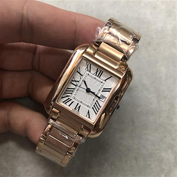 

men's watches tank anglaise w5310018 18k gold automatic movement watch gold dial brand watches stainless band sh318i, Slivery;brown