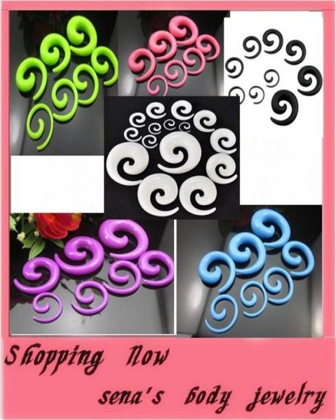 

body jewelry punk ear spiral expander taper swirl plug stretcher piercing acrylic spiral mix colors whole7030622, Silver