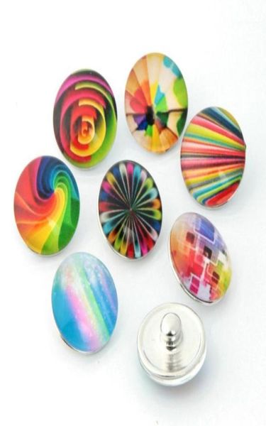 

charm bracelets whole10pcslot mixed 18mm snap buttons jewelrys rainbow glass round snaps fit ginger jewelry or necklace110628056830184, Golden;silver