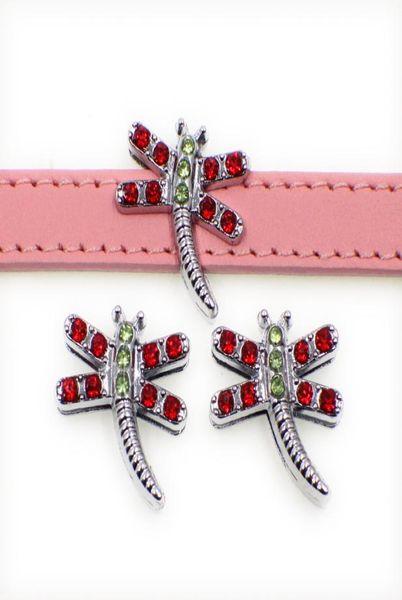 

whole rhinestone dragonfly zinc alloy 10mm slider charms diy accessories fit 10mm pet collar wristband sl5039437600, Bronze;silver