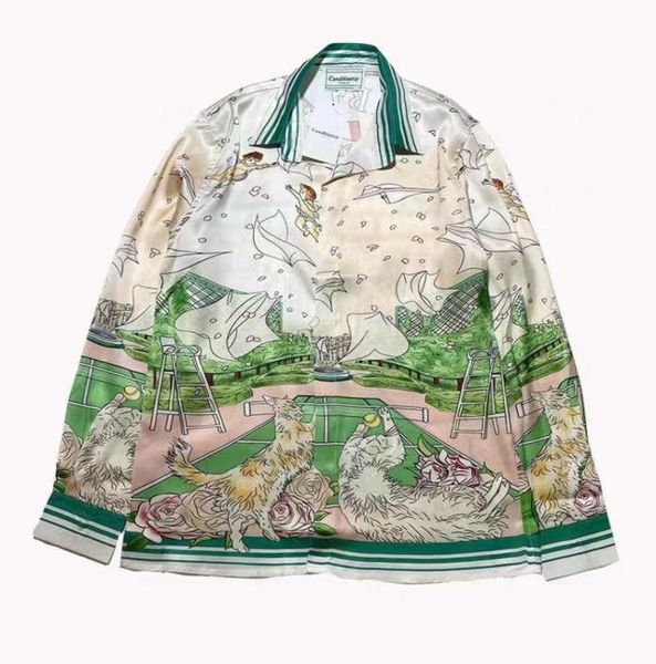 

silk shirt men women 1 print tees men039s casual shirts 2023ss real pics8816341, White;black