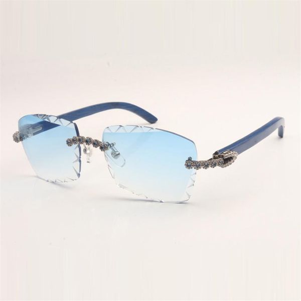 

new design bouquet blue diamonds hand carved seasonal fashion sunglasses 3524029 assorted colors wood temples and 58mm cut lens th238p, White;black