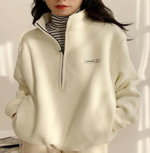 

women039s hoodies sweatshirts qweek korean warm fleece hoodies women casual kpop fashion plus velevt sweatshirt autumn wint6203953, Black