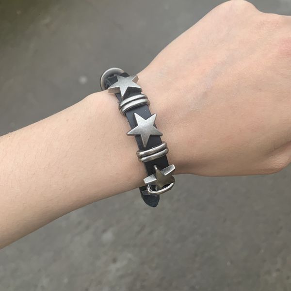 

charm bracelets vintage star leather watchband bracelet for women sweet cool trend fashion adjustable harajuku y2k jewelry gift 230822, Golden;silver