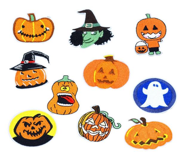 

5 pcs funny embroidery halloween patch badge for kids teens iron on transfer embroidery patch for clothes jackst bag jeans sew acc7932935, Black