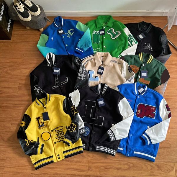 

men's jackets designer leather letters womens jacket vintage loose long sleeve varsity coat streetwear warm bomber clothing, Black;brown