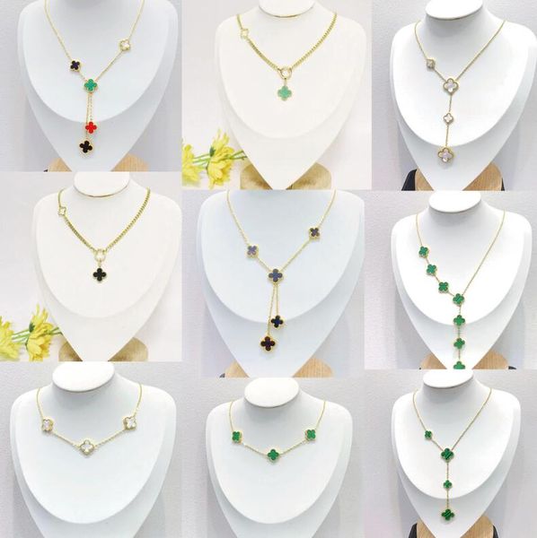 

20color Luxury Designer 18K Gold Plated Four-leaf Clover Double-sided Necklace Fashion Titanium Pendant Necklace Christmas Wedding Party Jewelry