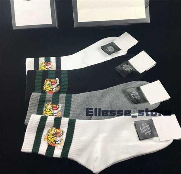 

men039s socks designers mens womens five pair luxury sports winter mesh letter printed tiger head sock embroidery cotton with b9912553, Black