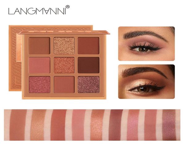 

langmanni 9 colors glitter eyeshadow makeup pallete diamond shimmer metallic nude pigmented makeup cosmetics matte eye shadow2574305