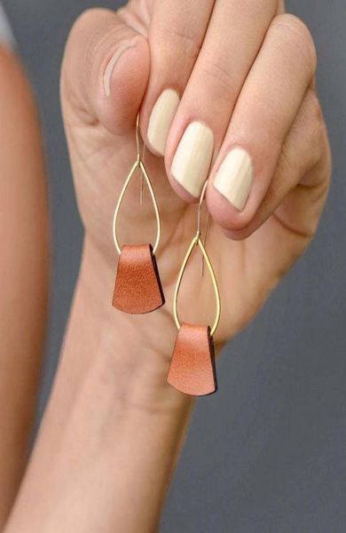 

ear cuff handmade folded leather earrings for women 2022 fashion sample jewelry authentic wrap gold wire teardrop earrings gifts3244268, Silver