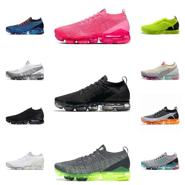

2023 vapores max running shoes designer air 2.0 3.0 fly knit plus cushion men women black white grey red oreo night purple volt breathable s