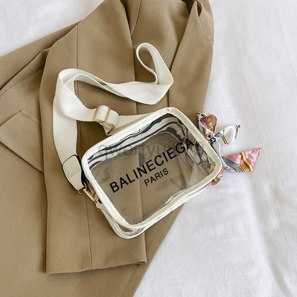 

women fashionable crossbody bag 2023 designer bag new transparent jelly bag personality cool casual scarf decoration bagqwertyui879