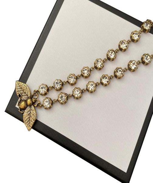 

baroque rhinestone necklace engagement wedding party necklaces womens vintage gold chains bee pendant famous designers jewelrys6188088, Silver