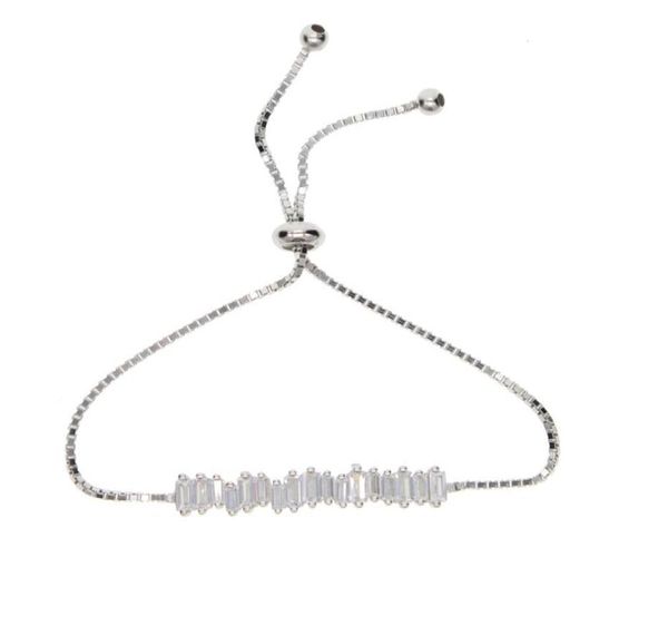 

slider box chain simple bracelets geometric bar charm baguette cubic zirconia paved cz bar bracelet 100 925 silver jewelry1931766, Golden;silver