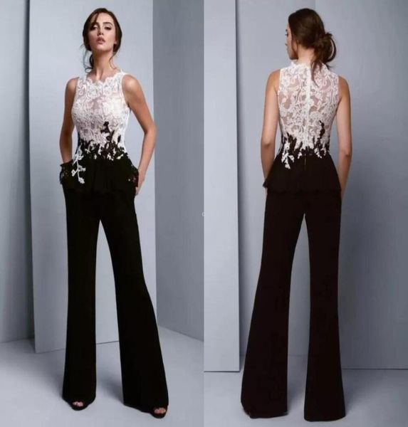 

ups womens jumpsuit elegant formal evening dresses 2022 white lace black pantsuits see though prom bridesmaid party dress plus3733329, Black;red