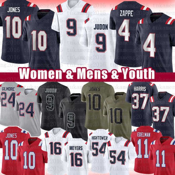 

mac jones bailey zappe football jersey matt judon julian edelman matthew slater cole strange damien harris jack devin mccourty donta hightow, Black;red