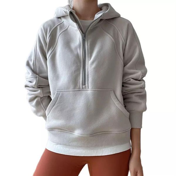 

ll women yoga scuba hoodies half zipper sweatshirt suit jacket ladies gym activewear fleece loose workout pullover2288