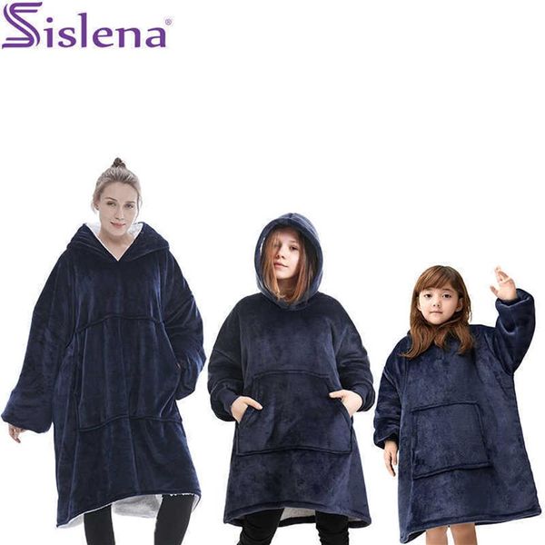 

others apparel the quality oversized double weigh blankets hoodie with sleeves warm sherpa wearable plush giant tv blanket wi265i, Black;white