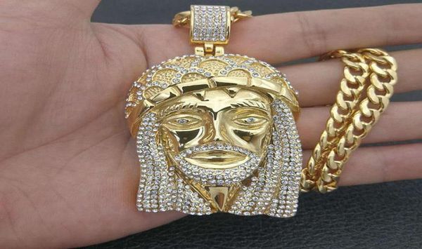 

pendant necklaces hip hop rapper bling iced out big jesus piece pendants gold color 316l stainless steel jewelry without chain2056175, Silver